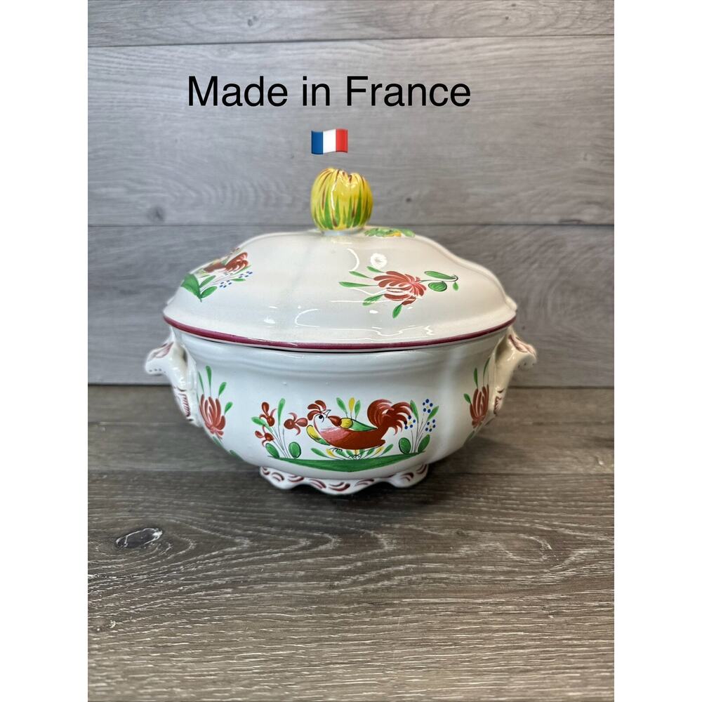 St Clements France Red Rooster 2.5 Qt Serving DIsh Covered Soup Tureen